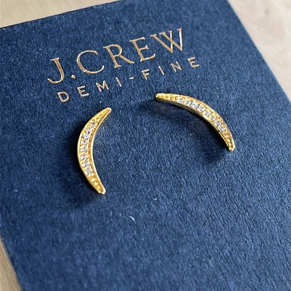 J Crew demi-fine 14k sterling crescent earrings new